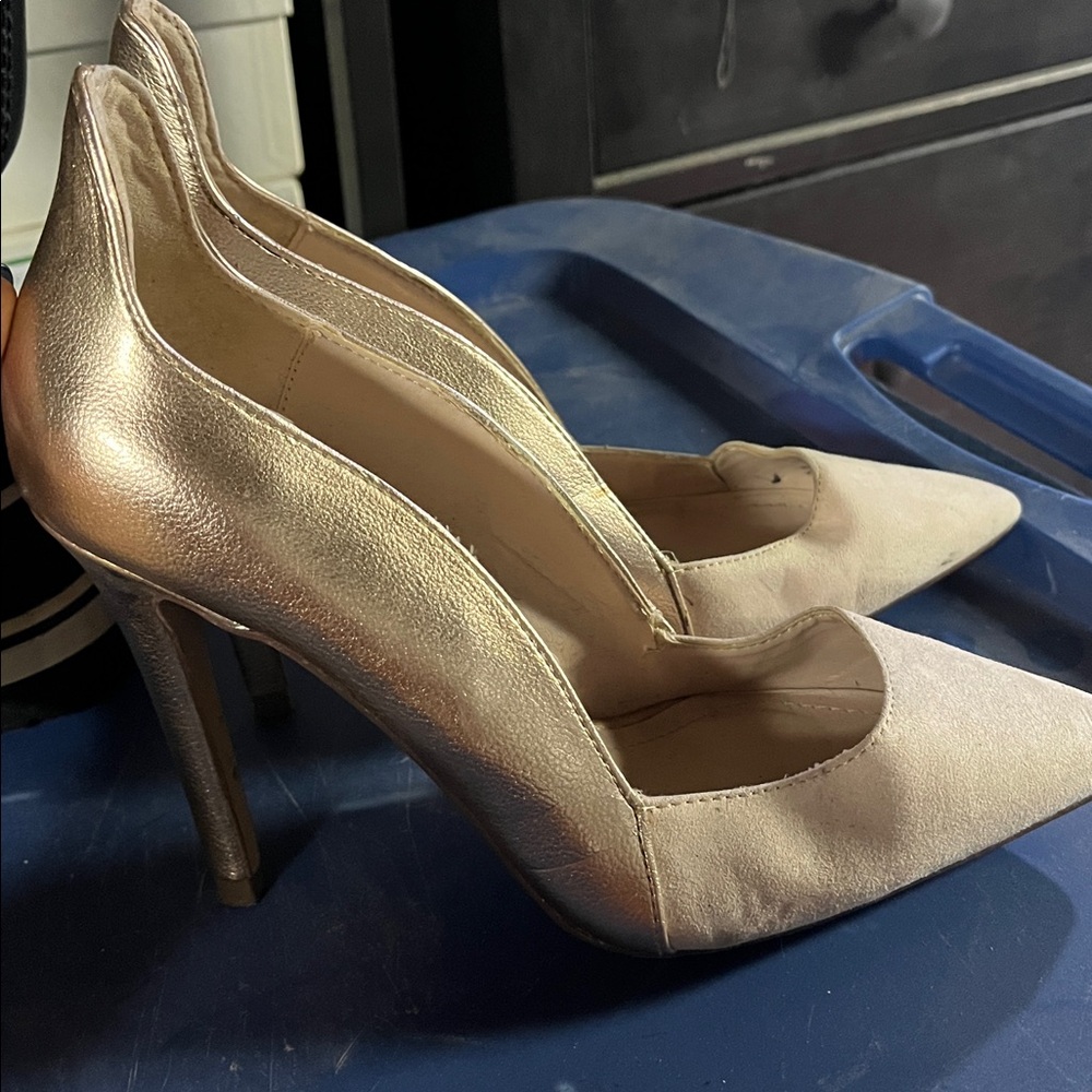 Zara Elegant Gold and Cream Heels